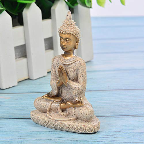 Comimark 1Pcs Handmade Meditation Buddha Statue Sandstone Sculpture Figurine