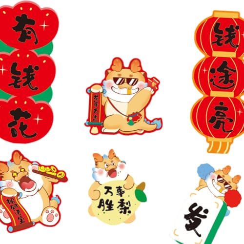 ATORSE® 6 Pieces Chinese New Year Refrigerator Magnets for Home Door Spring Festival Style B