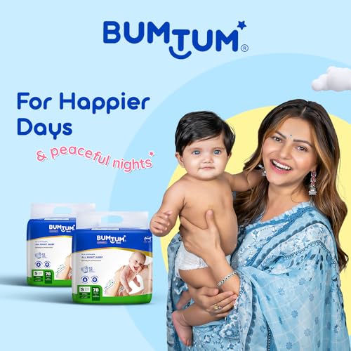 Bumtum Baby Diaper Pants, Medium/M Size, 87 Count, Double Layer Leakage Protection Infused With Aloe Vera, Cottony Soft High Absorb Technology