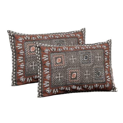 Pure Cotton Katha Art Double Bed Sheet with 2Pillow Covers (Gray)