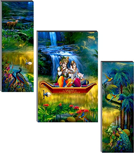 SAF Ganesha Home Decorative Painting & SAF Radhe Krishna Sitting on Boat Painting SANFJM31231