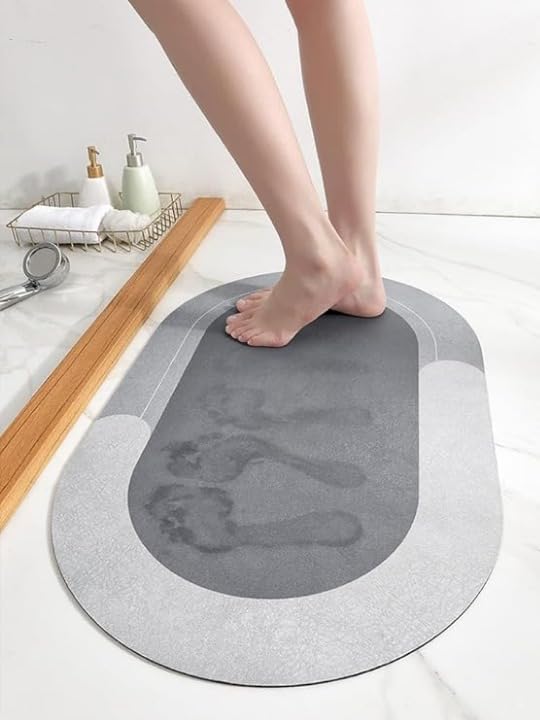 HomeCloud Rubber Floor Mat, Bath Mat, Doormat, Bathroom Carpet. Cushion Mat Super Absorbent Soft Carpet, Quick Dry Dirt Barrier For Home, Office 1Pc(40X60Cm) (Grey), Oval