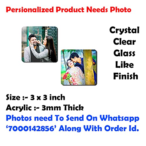 Deep Print Customized Photo Fridge Magnets (Set of 2) Glass Finish with Sparkle Effect || 3 X 3 Inch