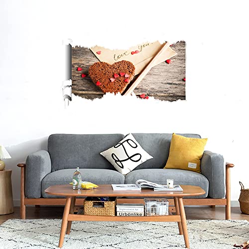 GADGETS WRAP Printed Wall Decal Sticker Scratched Paper Style Wall Decal (90cm x 50cm) - Heart Cake