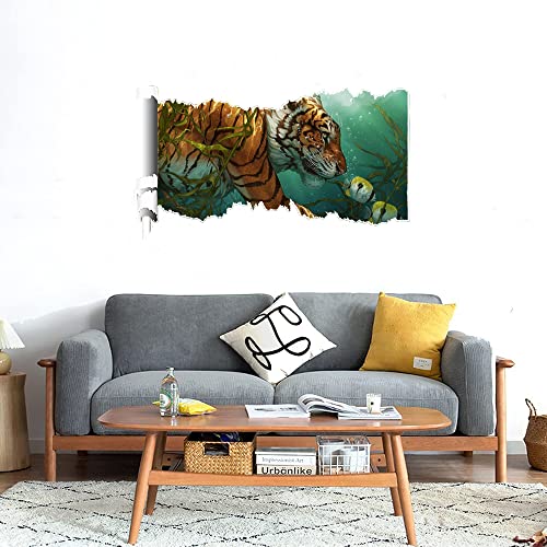 GADGETS WRAP Printed Wall Decal Sticker Scratched Paper Style Wall Decal (90cm x 50cm) - Tiger Under Water