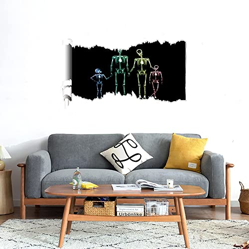 GADGETS WRAP Printed Wall Decal Sticker Scratched Paper Style Wall Decal (90cm x 50cm) - Happy Family Skeleton