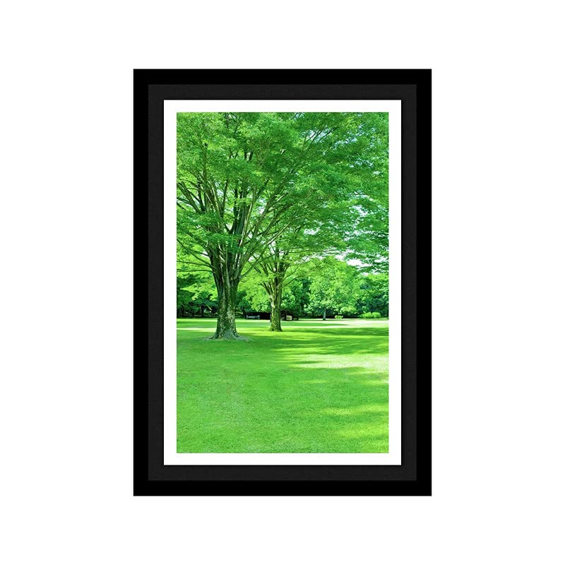 Treemaison Lush Nature Green Landscape - Vastu Remedy with Frame (13 * 19, Black Frame)