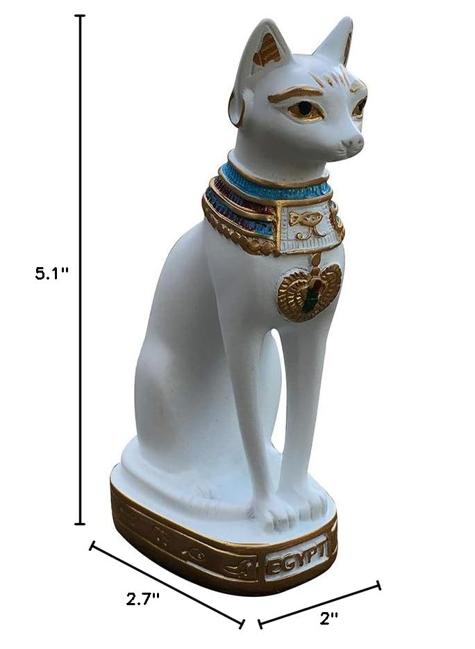 Artgenius Egypt Bastet Cat Statue Egyptian Kitty Godness Collective Figure Sculpture (White, 5.1IN)