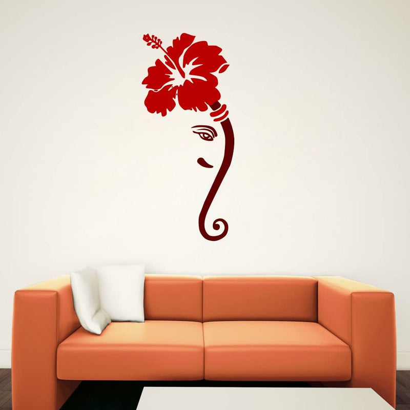 Delight Art Flower with Ganesh Wall Sticker Size - (40 * 90) cm Model id - (DAMC00327L)