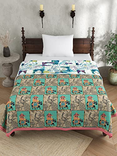 EVER HOME Cotton Single Dohar (150X224CM) Flannel Dohar Throws for Bed, AC Dohar, All Season Piping Bed Dohar, Reversible Dohar, Summer Dohar