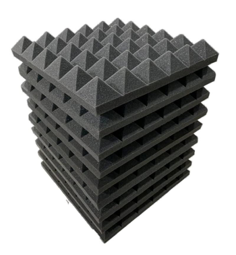 Deevine Craft Acoustic Panels, 2" X 12" X 12" Acoustic Foam Panels, Studio Wedge Tiles, Sound Panels Pyramid Soundproof Sound Insulation Absorbing Home and Office (Pack of 03, Black)