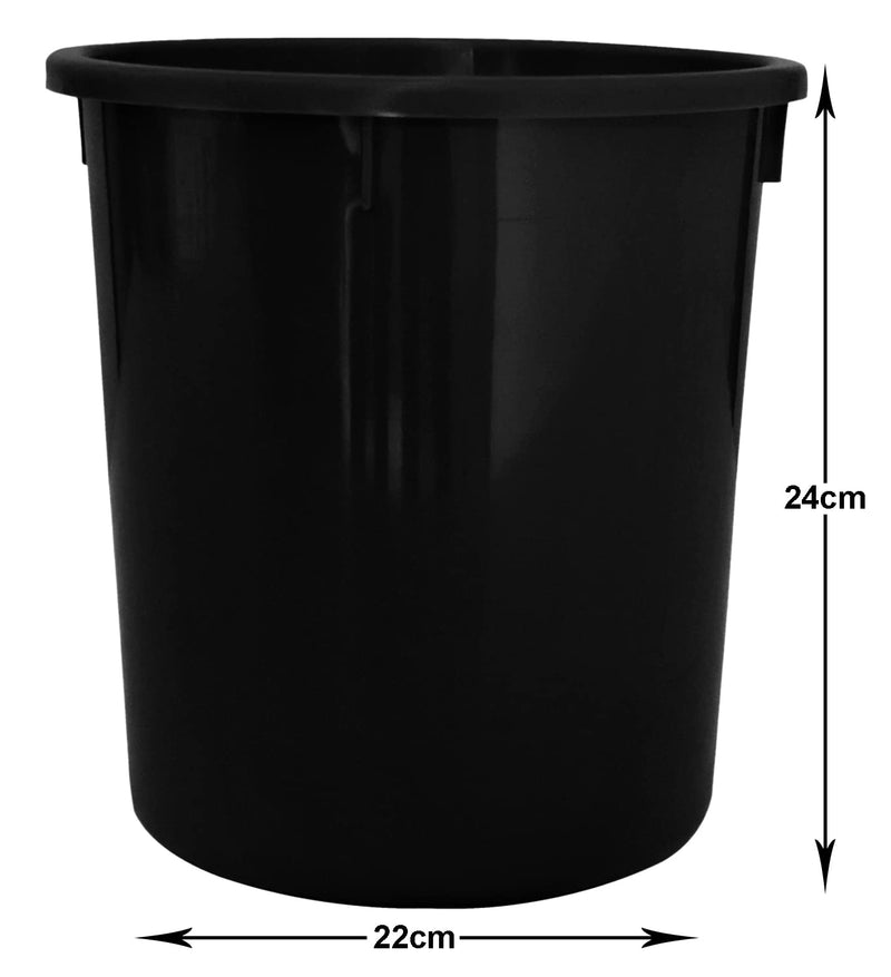 Heart Home Plastic Open Plastic Dustbin Without Lid|Garbage Bin For Home, Kitchen, Office, 5Ltr. (Black)-47HH01029