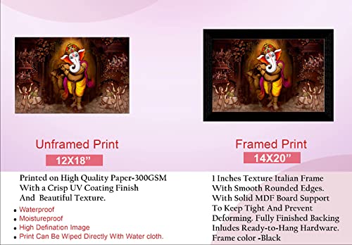 SAF Pack of 1 Ganesha religious modern art wall painting with framed for living room 11 inch x 14 inch CANFM31263