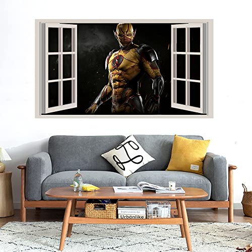 GADGETS WRAP Printed Wall Decal Sticker Fake Window Style Decal (90cm x 50cm) - Yellow Fast Man