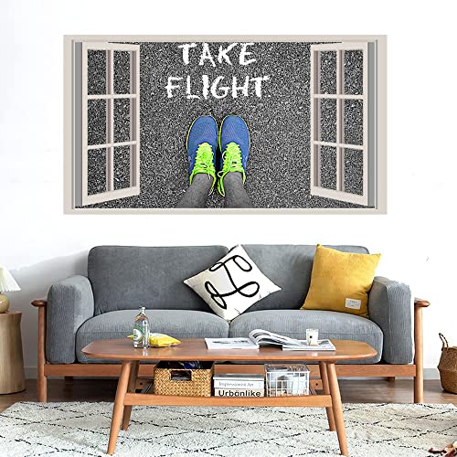 GADGETS WRAP Printed Wall Decal Sticker Fake Window Style Decal (90cm x 50cm) - take Flight