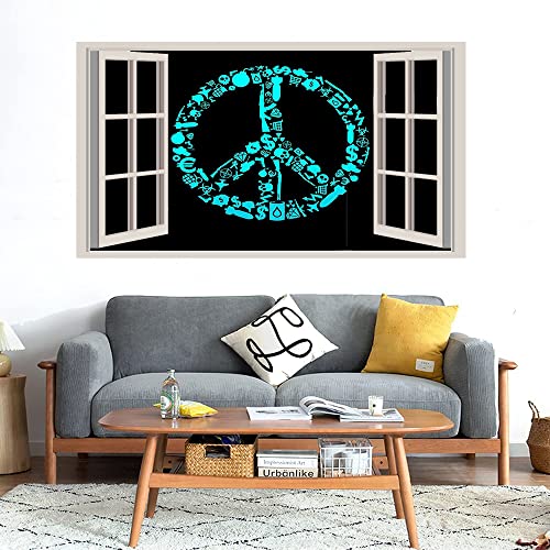 GADGETS WRAP Printed Wall Decal Sticker Fake Window Style Decal (90cm x 50cm) - Infinity Peace