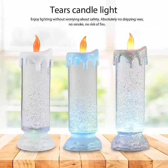 Vaibhav Enterprises Light Swirling Glitter Water Color Changing Candle Light, Tears Candle (Glitter LED Candle)