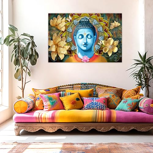 Indianara Rolled Sparkled Gautam Buddha Art Print for Room Décor Digital Reprint 36 inch x 24 inch Painting (10728PST)