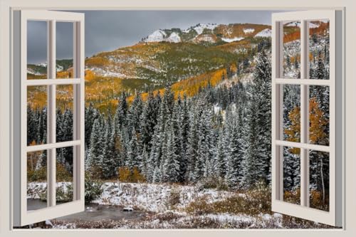 JVERF - JZZA31905 USA Mountains Parks| Self-Adhesive Open Window Wall Sticker