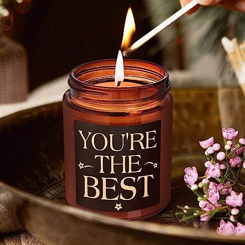 BRIOJOY You're The Best Candles for Men - Best Friend Candle Gifts for Women - Thank You, Birthday Gift for Sister BFF Boyfriend Dad Husband - Presents for Mom - Lavender Vanilla Scented Stress Candle