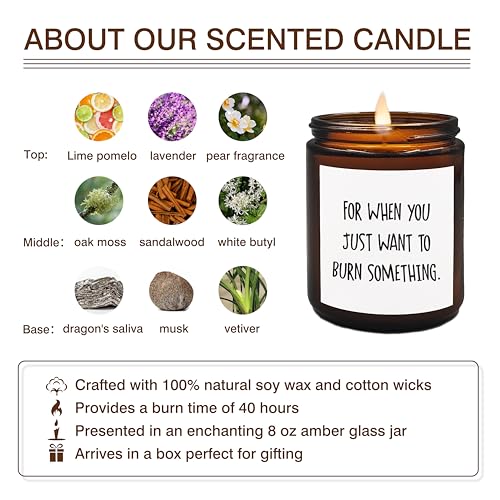 XUISWELL Funny Candles for Women Men, Funny Gag Gifts for Women Men, for When You Just Want to Burn Something Scented Candle, Stress Relief Candle