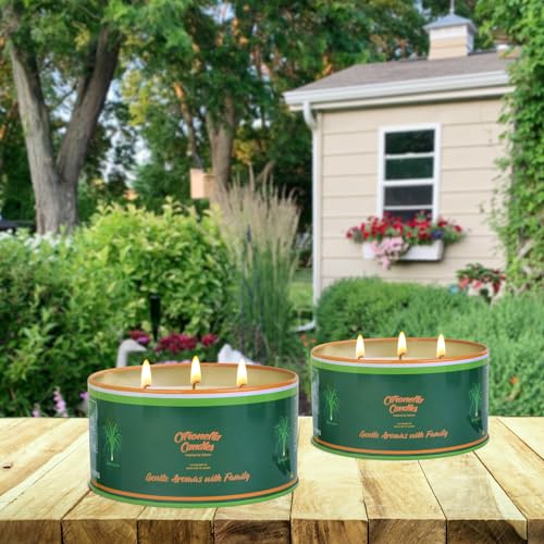 Citronella Candles Outdoor,3 Wick Large Citronella Candle for Patio, 2 Pack Soy Wax Lemongrass Candles, Scented Candles for Indoor Outdoor Garden Backyard Camping Summer Vocation