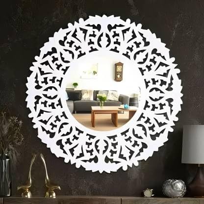 VAS Collection MDF Mirror Frame for Wall Decor,Bedroom,Living Room,Bathroom & Hallway 24"x14" (White)