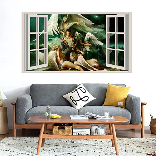 GADGETS WRAP Printed Wall Decal Sticker Fake Window Style Decal (90cm x 50cm) - Angels and Devil