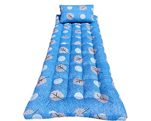 NIVEDHA MATTRESS Soft Kapok/Silk Cotton/Ilavam Panju Semal Foldable Hostel Bed Mattress with Pillow, 6.25 x 2.5 feet x 3 inches