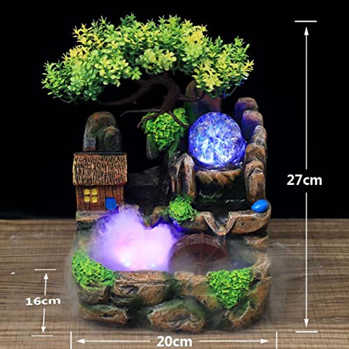 ATORSE® Creative Waterfall Fountain Rockery Led Lights Indoor Meditation with Fog