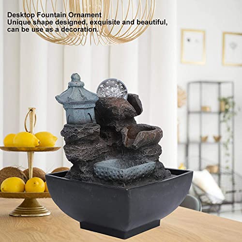 Set of 2 Desktop Fountain, Unique Shape Submersible Pump Led Desktop Fountain Stable and Durable with Led Light for Desktop Decoration for Home Office(Model: 9111)