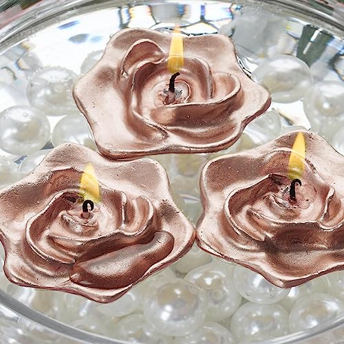 Weddings Parties and Gift 4 Rose Gold Wedding Roses Flowers Floating Candles Party Centerpieces Supplies vngift4504