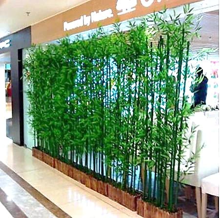 StylishWalls Artificial Bamboo Tree Plant Leaves Sticks Original Bamboo and Polyester without Pot. (10 Pieces; 1 Piece is 6.5 FEET Height, Green)