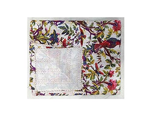 RK CREATION Handmade Cotton Jaipuri Kantha Quilt Bed Cover Blanket Queen Size- 90x108 Inch