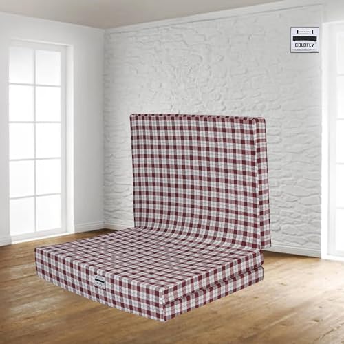 COLOFLY Dual Comfort Reversible | Foldable UHD Foam | Single Bed Mattress | 3 Fold Maroon | (72x35x3)