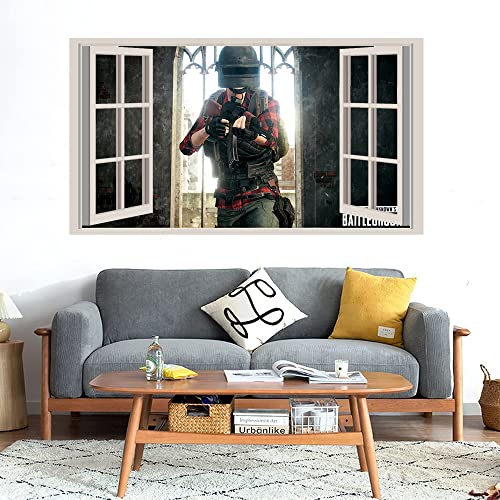 GADGETS WRAP Printed Wall Decal Sticker Fake Window Style Decal (90cm x 50cm) - PUBG Girl in Action