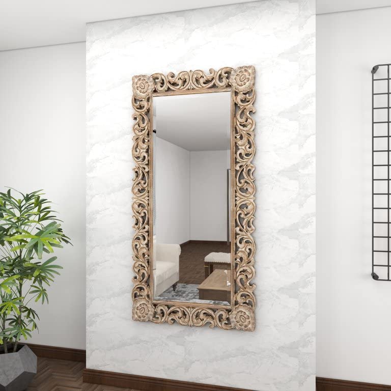 The Zara Enterprises Wooden Wall Mirror Frame with Out Mirror only Frame Colour Antique Brown Size 30×60