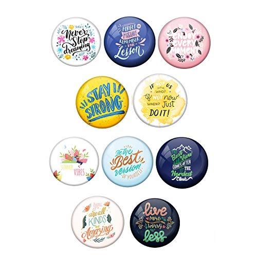 AVI Multi Colour Metal Fridge Magnet with Pack of 10 Happy Positive Quotes PQ 14 Design MC10R8001210