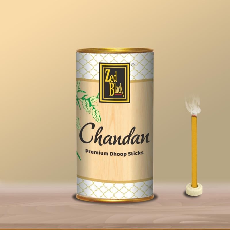 Zed Black Aroma Chandan, Gulab, Arij, Attar Phool and Saffron Incense Dhoop Sticks Tin - Combo of 5 (100 Gm Each)