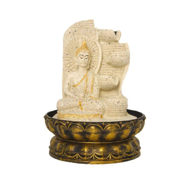 Art N Hub Lord Gautm Buddha Home Decorative Water Fountain Best Home and Office Inauguration Gift Items | Built (20 x 20 x 27 CM | Dotted Cream Golden)