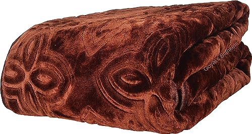 OM SHIV Unique Mink Blanket 505TC Polyester Double Bed Blanket for Winter (Brown)