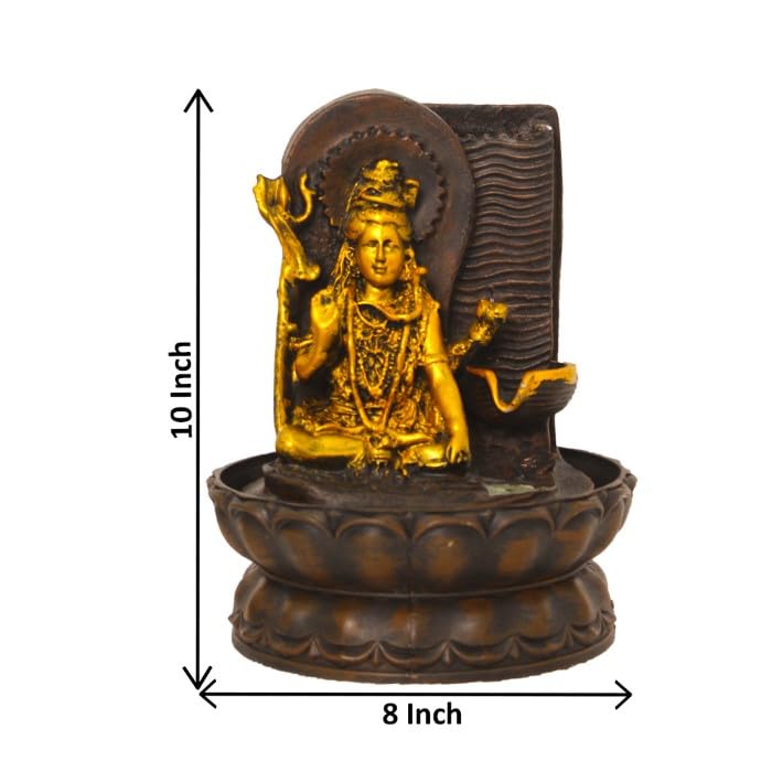 Art N Hub Lord Shiva Home Decorative Water Fountain Best Home and Office Inauguration Gift Items | Built (20 x 20 x 27 CM | Brown Golden)