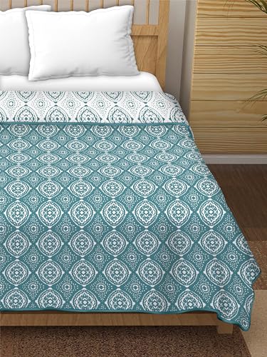 Dream Dwell 100% Pure Cotton Reversible Dohar/AC Blanket for Double Bed |All Weather Light Weight | Floral Design Dohar| Pack of 1-Pearl River