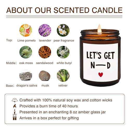 XUISWELL Let's Get Na**d Funny Scented Candles for Women Men Boyfriend, Funny for Boyfriend Girlfriend Husband Wife Him Her, Funny Bridal Shower Gifts