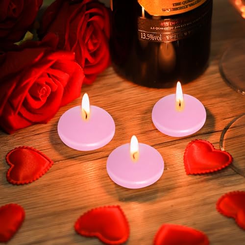 20 Pcs Floating Candles Centerpieces, 1.5 Inch Unscented Floating Candles Small Decoration, Floating Candles Vases for Valentine's Day, Thanksgiving, Wedding (Pink)