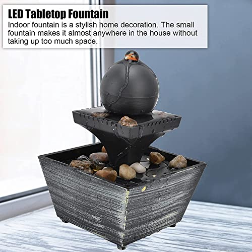 Set of 2 USB Desktop Fountain, 3V Tabletop Ball Fountain Easy to Use Fashion with Stones for Living Room for Bedroom for Office