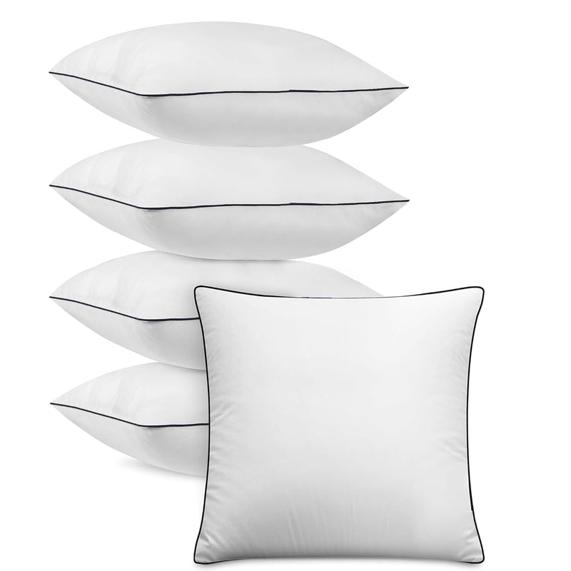 KAM'S LIEU Soft Micro Fiber Cushions 24X24 INCH (Pack of 5) I Premium 100% Hollow Virgin Fiber Cushion for Sofa Color- (White)