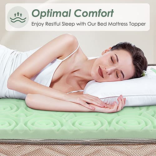 KOMFOTT Full Size Mattress Topper, 5-Zone Soft Memory Foam Mattress Pad Topper for Back Pain, 3 Inch