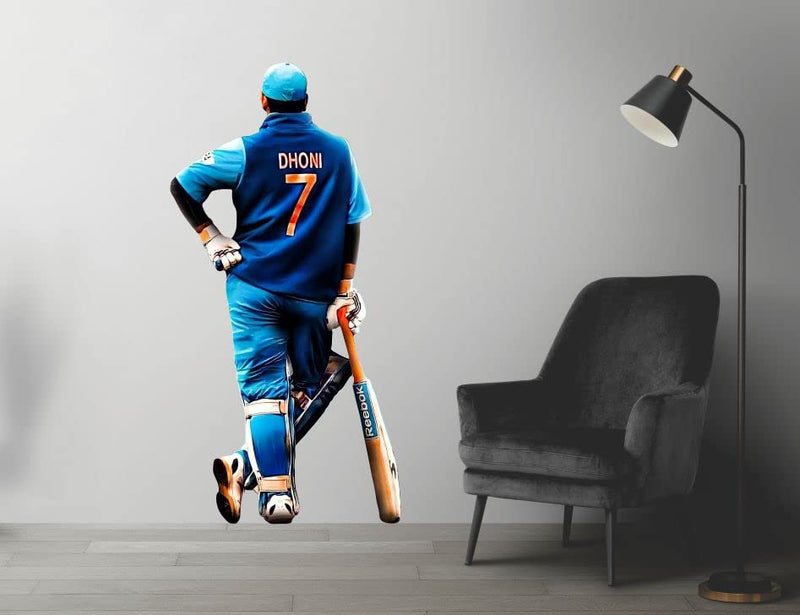 Ruhi Decor Dhoni Wall Sticker PVC Stickers Waterproof Laminated Wall Stylish for Living Room