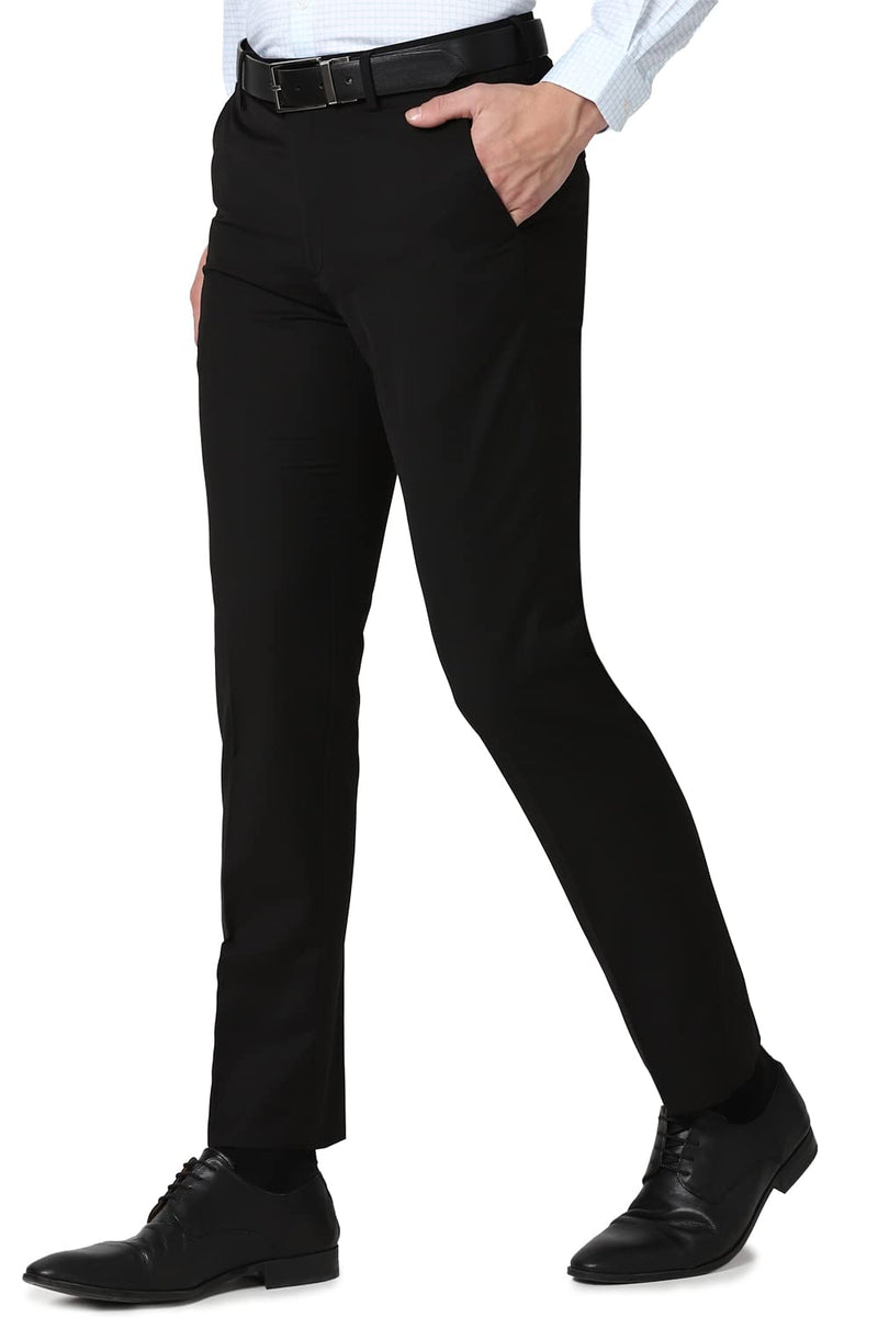 Peter England Men's Slim Work Utility Pants (PITFSSLBG05874_Black_36)